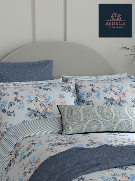 Bedeck of Belfast Chambray Blue Delphine Sham 100% Cotton Pillowcase (AA0742) | £60