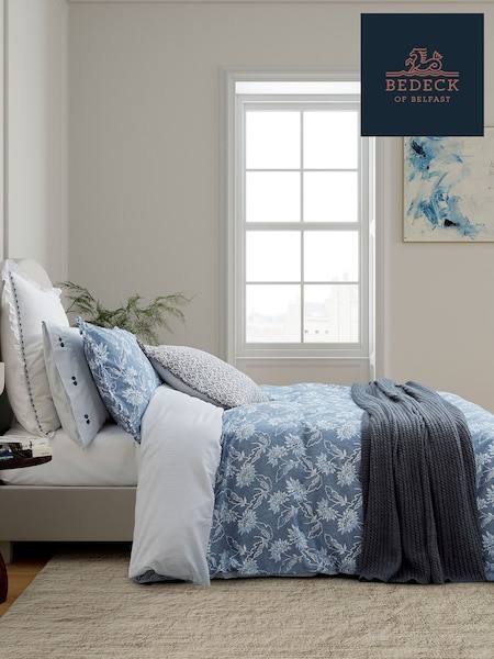 Bedeck of Belfast Chambray Blue Miya Duvet Cover and Pillowcase Set (AA0755) | £85 - £140
