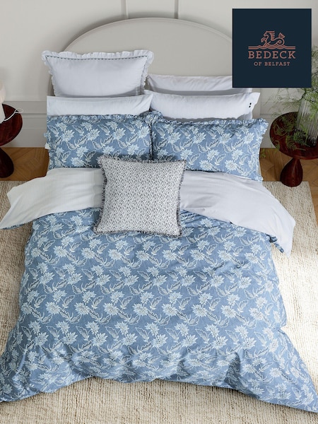 Bedeck of Belfast Chambray Blue Miya Cushion (AA0767) | £50