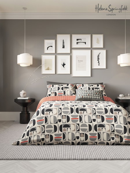 Helena Springfield Scarlet/Neutrals Voss Duvet 100% Cotton Cover and Pillowcase Set (AA0789) | £25 - £55