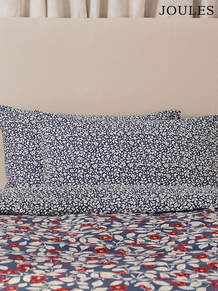 Joules Royal Blue Grove Floral Standard Pillowcase 100% Cotton Pair (AA0860) | £20