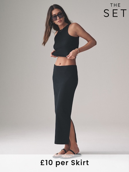 The Set Black/Taupe Brown 2 Pack Ribbed Pencil Skirts (AA0939) | £20