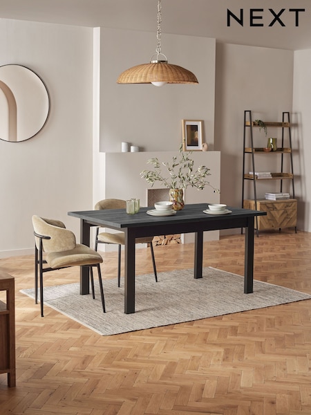 Black Bronx Oak Effect Rectangle 6 to 8 Seater Extending Dining Table (AA0998) | £499