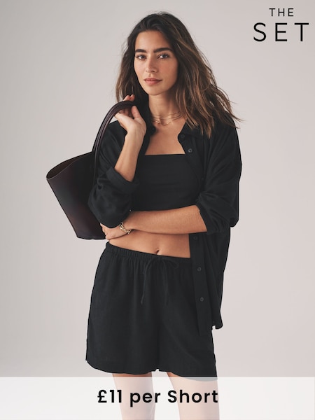 The Set Black/Brown/Ecru Stripe 3 Pack Pull On Shorts with Linen (AA1019) | £33