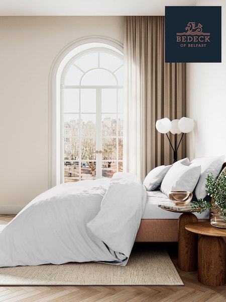 Bedeck of Belfast White 400 Thread Cound 100% Cotton Sateen Fitted Sheet (AA1050) | £35 - £50