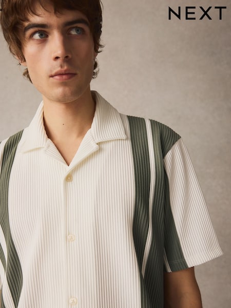 Green/White Co-ord Textured Stripe Jersey Shirt (AA1101) | £32