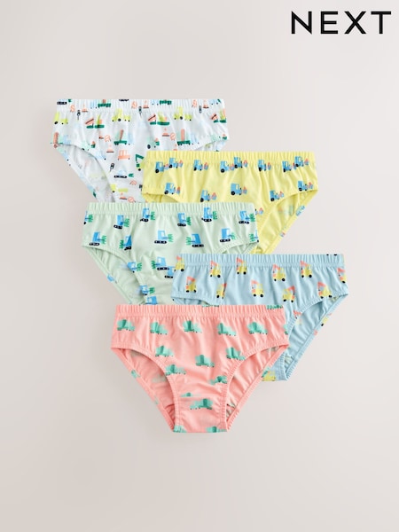 Bright Vehicles 100% Cotton Printed Briefs 5 Pack (1.5-10yrs) (AA1136) | £8 - £9