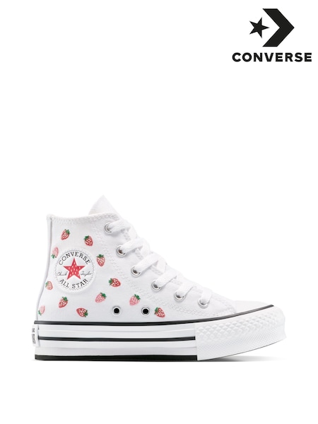 Converse White Juinor EVA Lift Strawberry Patterned Trainers (AA1214) | £55
