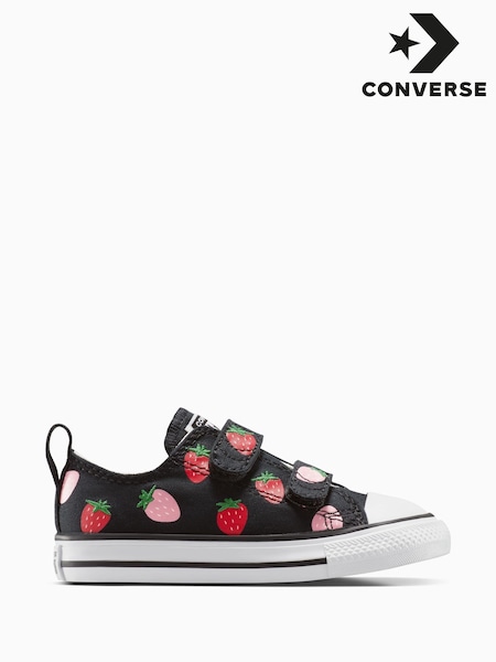 Converse Black Infant 2V Strawberry Print Trainers (AA1220) | £45