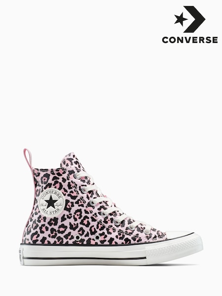 Converse Pink/White High Leopard Print Chuck Taylor Trainers (AA1223) | £50