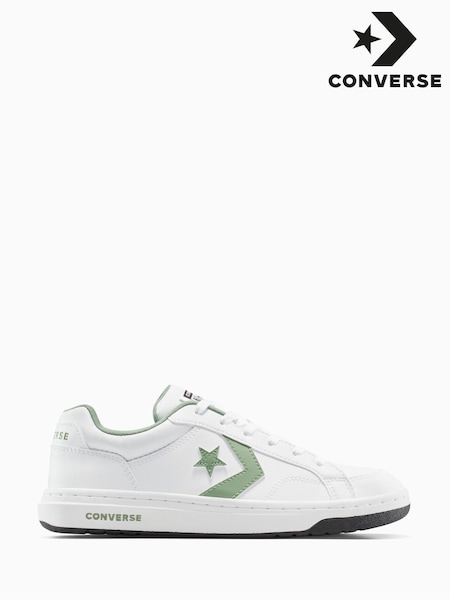 Converse White/Green Pro Blaze Classic Leather Trainers (AA1228) | £55