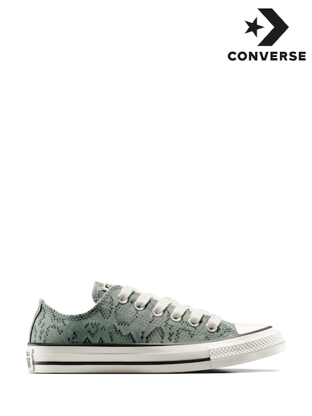 Converse Green Chuck Taylor All Star Snakeskin Print Low Trainers (AA1243) | £65