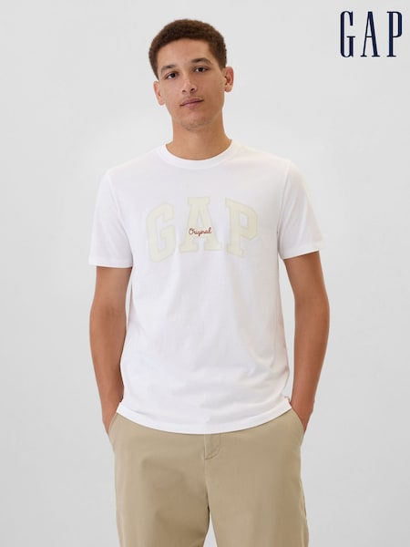 Gap White Everyday Original Logo 100% Cotton Crew Neck Short Sleeve T-Shirt (AA1444) | £14