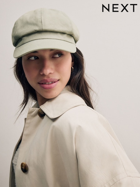 Sage Green Baker Boy 100% Cotton Hat (AA1525) | £15