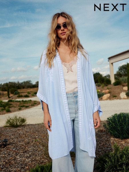 Pale Blue Longline Kimono Cover-Up (AA1562) | £46