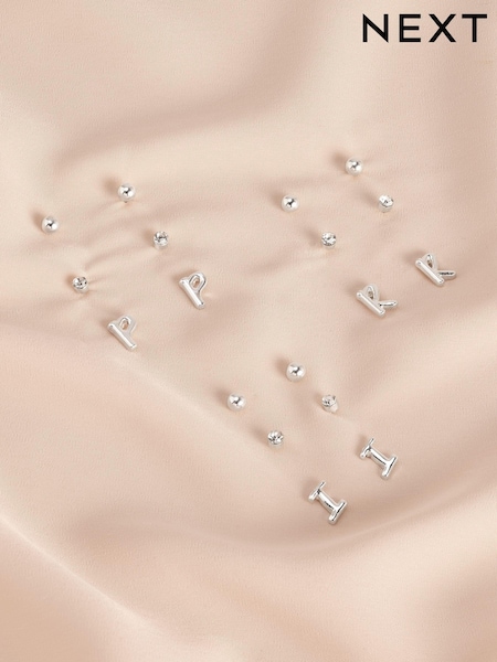 Silver Tone Initial Stud Pack Earrings (AA1595) | £8.50