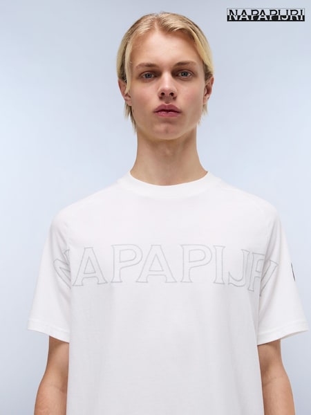 Napapijri Ambra Short Sleeve White 100% Cotton T-Shirt (AA1722) | £45