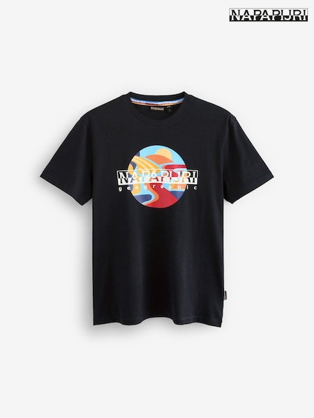 Napapijri Valdor Short Sleeve 100% Cotton Black T-Shirt (AA1725) | £35