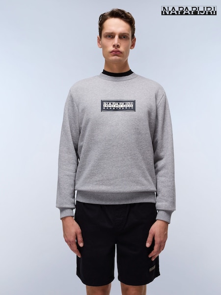 Napapijri Grey Box Logo Crew Neck Sweatshirt (AA1760) | £70
