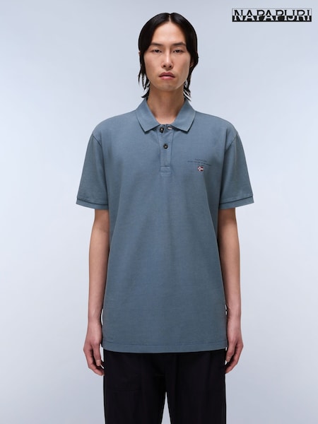 Napapijri Blue Elbas Short Sleeve 100% Cotton Polo Shirt (AA1771) | £60