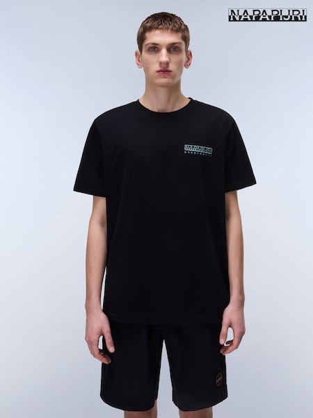 Napapijri Vignoni Back Printed Short Sleeve 100% Cotton Black T-Shirt (AA1773) | £40