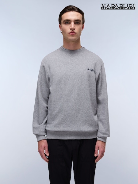 Napapijri Grey Sovana Crew Neck 100% Cotton Sweatshirt (AA1789) | £80