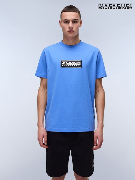 Napapijri Blue Box Logo Short Sleeve 100% Cotton T-Shirt (AA1791) | £30