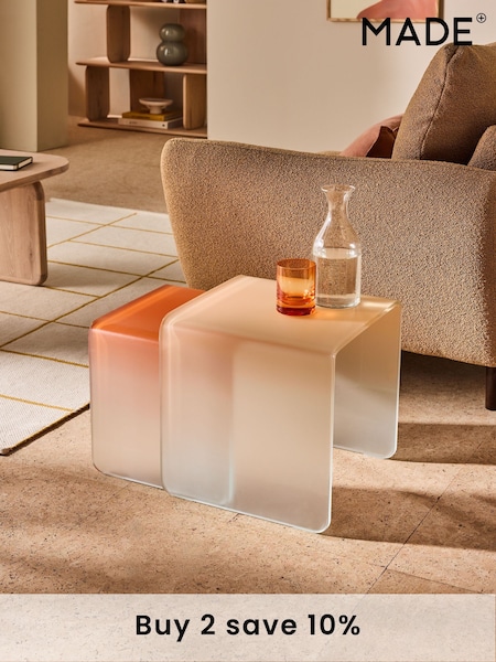 MADE.COM 2 Tone Orange Hesta Nest of 2 Side Table (AA1847) | £229