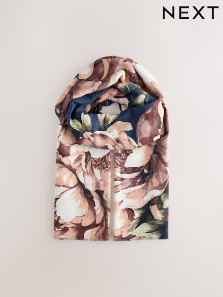 Navy/Green Floral Midweight Scarf (AA1860) | £18