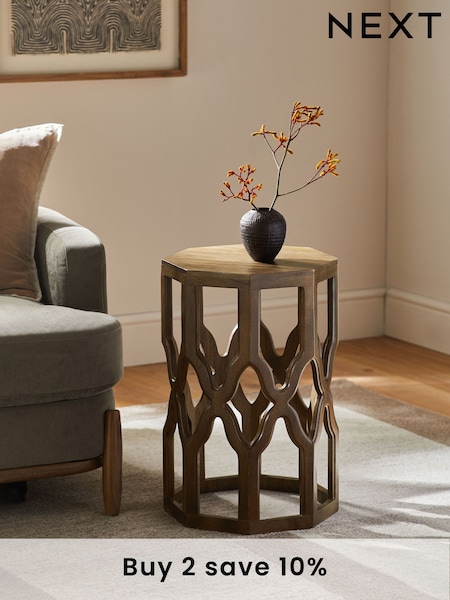 Natural Inder Solid Mango Wood Side Table (AA2104) | £175