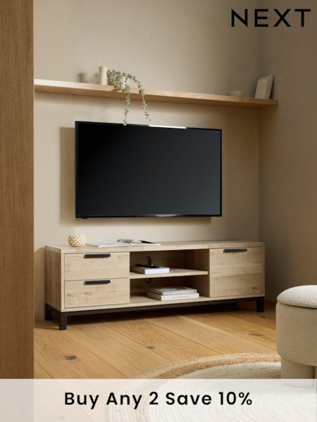 Light Bronx Oak Effect Up to 65 Inch TV Unit (AA2105) | £350