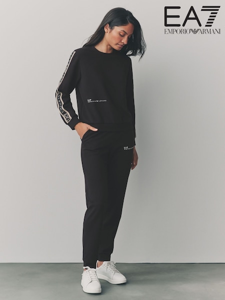 Emporio Armani EA7 Logo Tape Black Tracksuit (AA2148) | £175