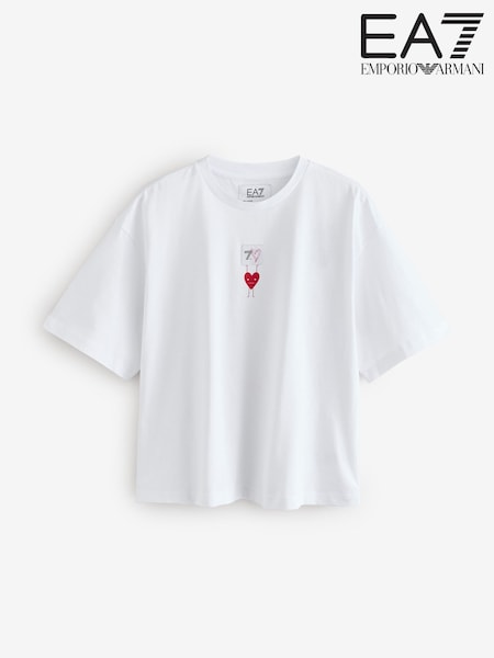Emporio Armani Logo Label Textured 100% Cotton White T-Shirt (AA2170) | £69.50