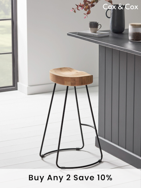 Cox & Cox Natural Weathered Oak & Metal Bar Stool (AA2372) | £225