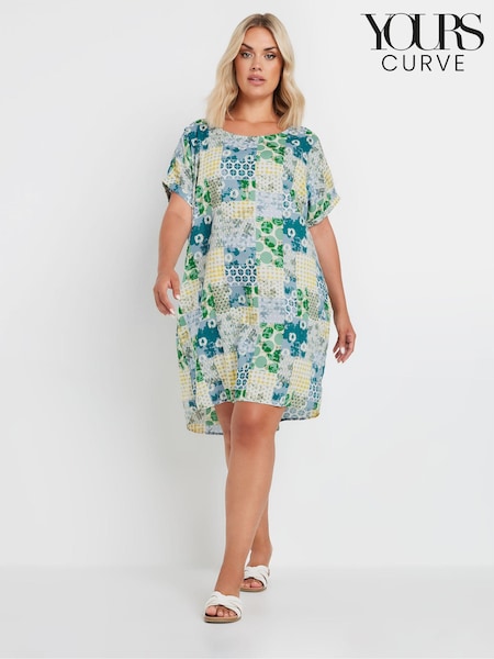 Yours Curve Green Tile Print Tunic Dress (AA2419) | £27