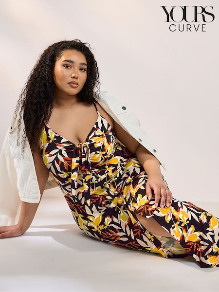 Yours Curve Black Floral Print Maxi Dress (AA2426) | £34