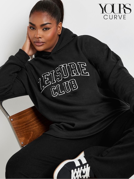 Yours Curve Black Leisure Club Hoodie (AA2447) | £29