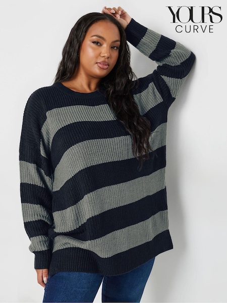 Yours Curve Blue Drop Shoulder Jumper (AA2618) | £27