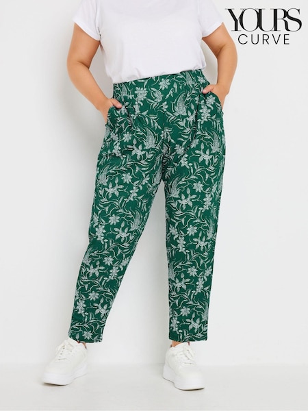 Yours Curve Green Double Pleated Joggers (AA2654) | £27