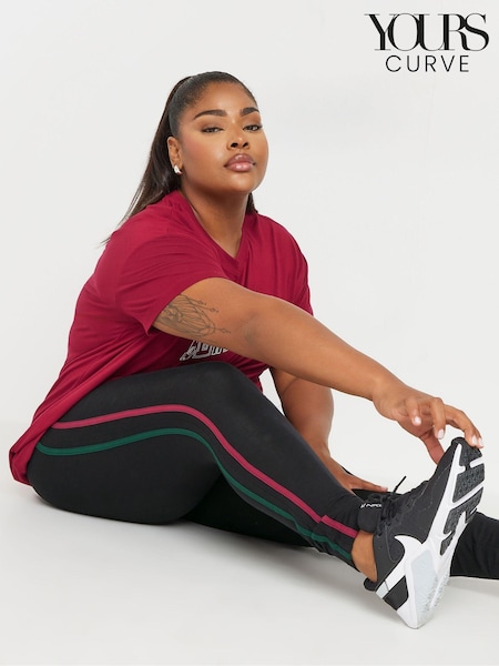 Yours Curve Black Side Stripe Active Leggings (AA2677) | £22
