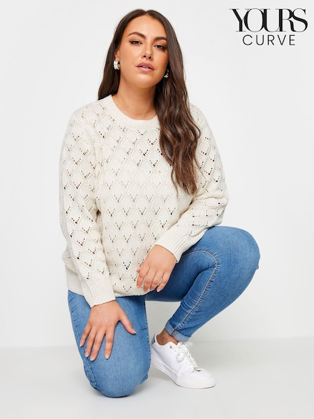 Yours Curve Natural Wave Pointelle Jumper (AA2678) | £34