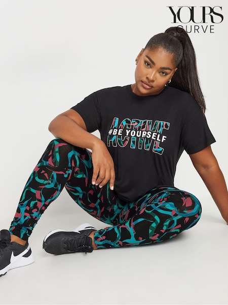 Yours Curve Black Swirl Print Active Leggings (AA2689) | £26
