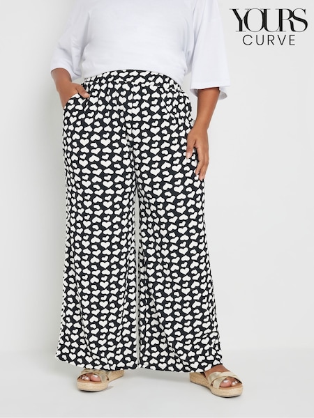 Yours Curve Black Stuctrured Wide Leg Trousers (AA2706) | £27