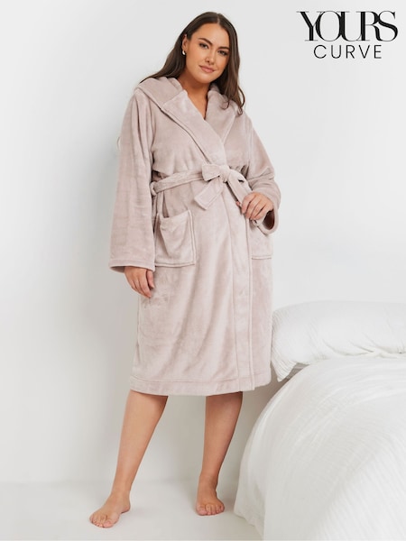 Yours Curve Pink Hooded Robe (AA2736) | £29
