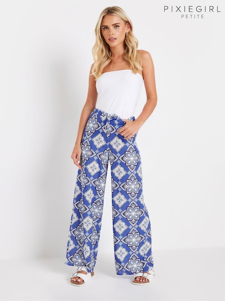PixieGirl Petite Blue Wide Leg Trousers (AA3132) | £34