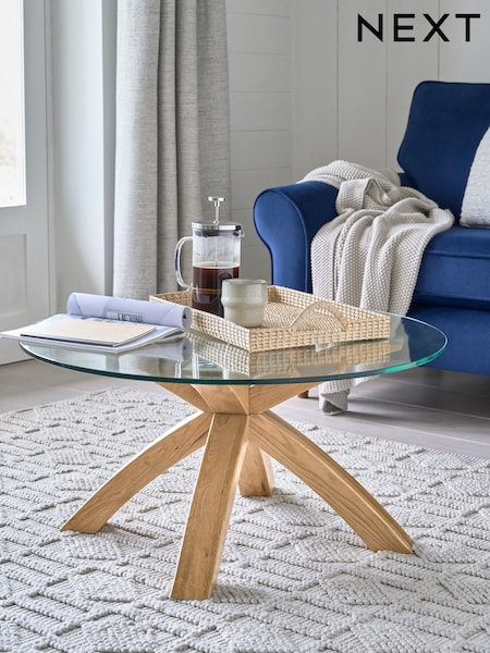 Natural Oak and Glass Coffee Table (AA3510) | £250