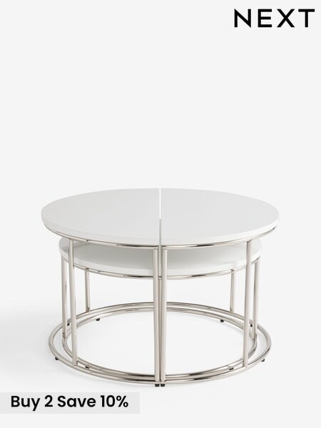 White Evie Gloss Nest of 3 Coffee Table (AA3517) | £325