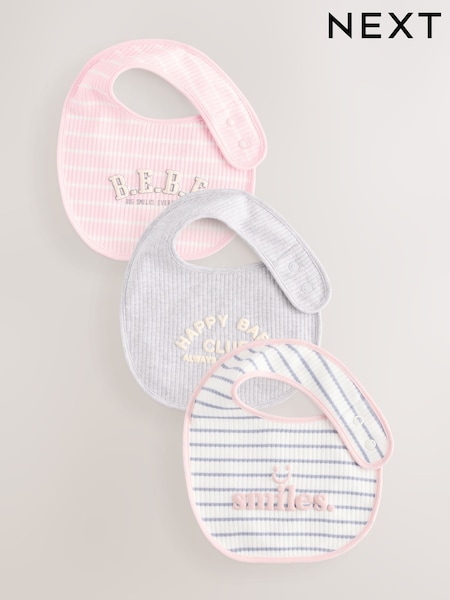 Pink/Grey Baby Bibs 3 Pack (AA3569) | £8