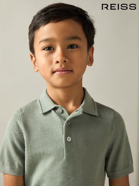 Reiss Herb Green Manor 3-9 yrs Merino Polo Shirt (AA3641) | £30