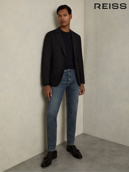 Reiss Washed Indigo Grey Cast Bleaker Skinny-Fit Jeans (AA3670) | £98